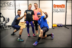 Team Series. " 2 Snatches, 2 Jerks", Left to right Nick, Bonnie, Sarah, and Pat.
